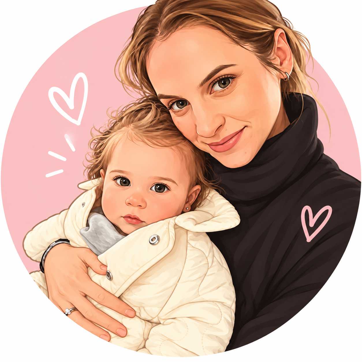 Ilustración de Majo, autora de UGC for Mamis, junto a su hija